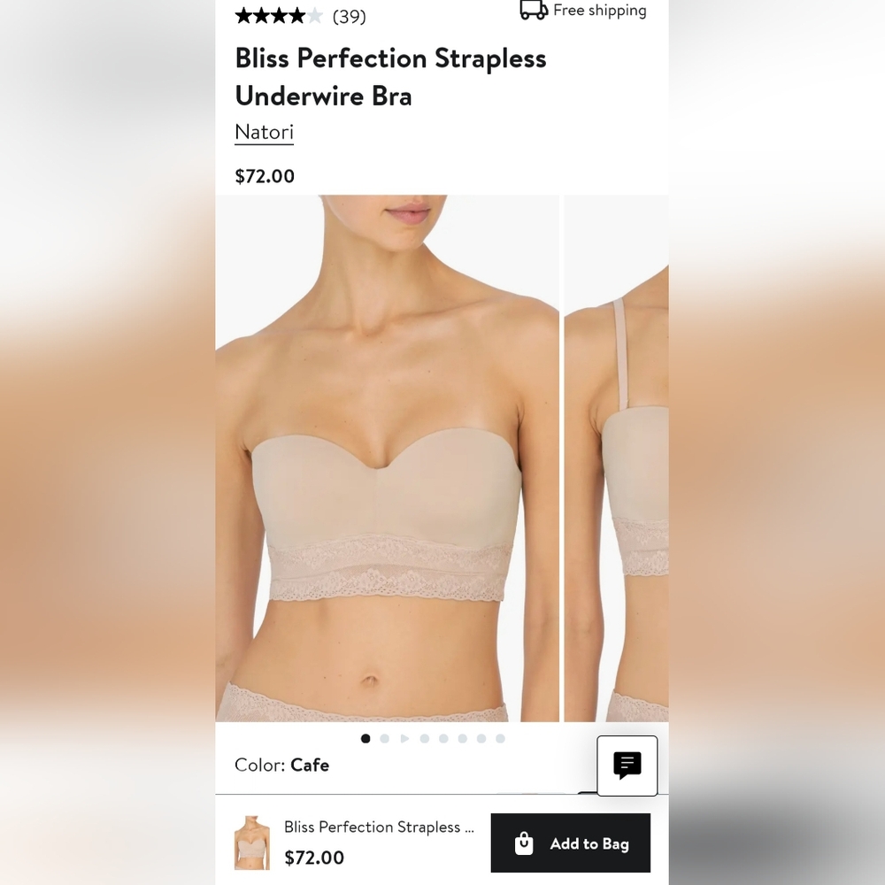 Natori Bliss Perfection Strapless Underwire Bra - Cafe